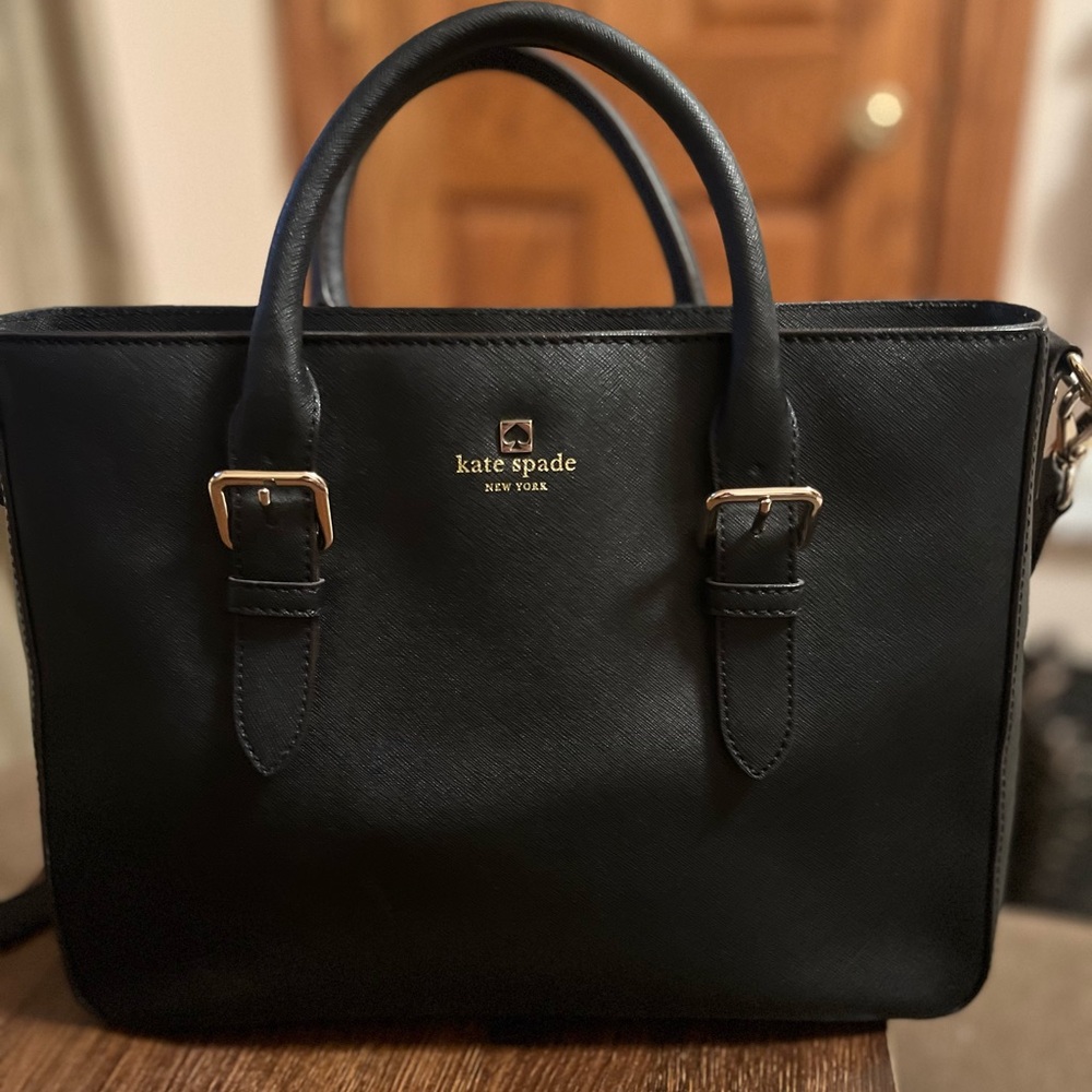Kate Spade New York Saffiano Leather Silver Tone Handle And Strap Bag Medium